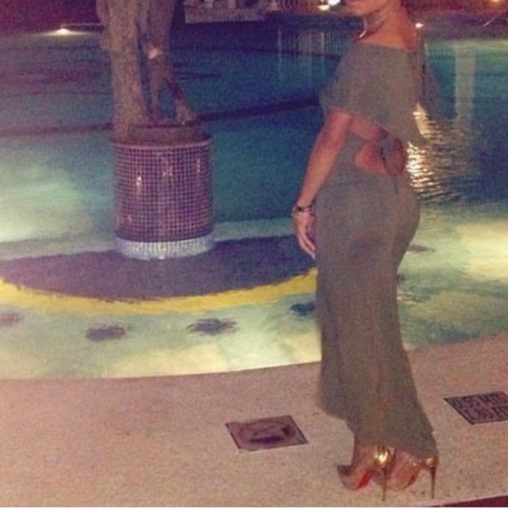 Open back green maxi dress